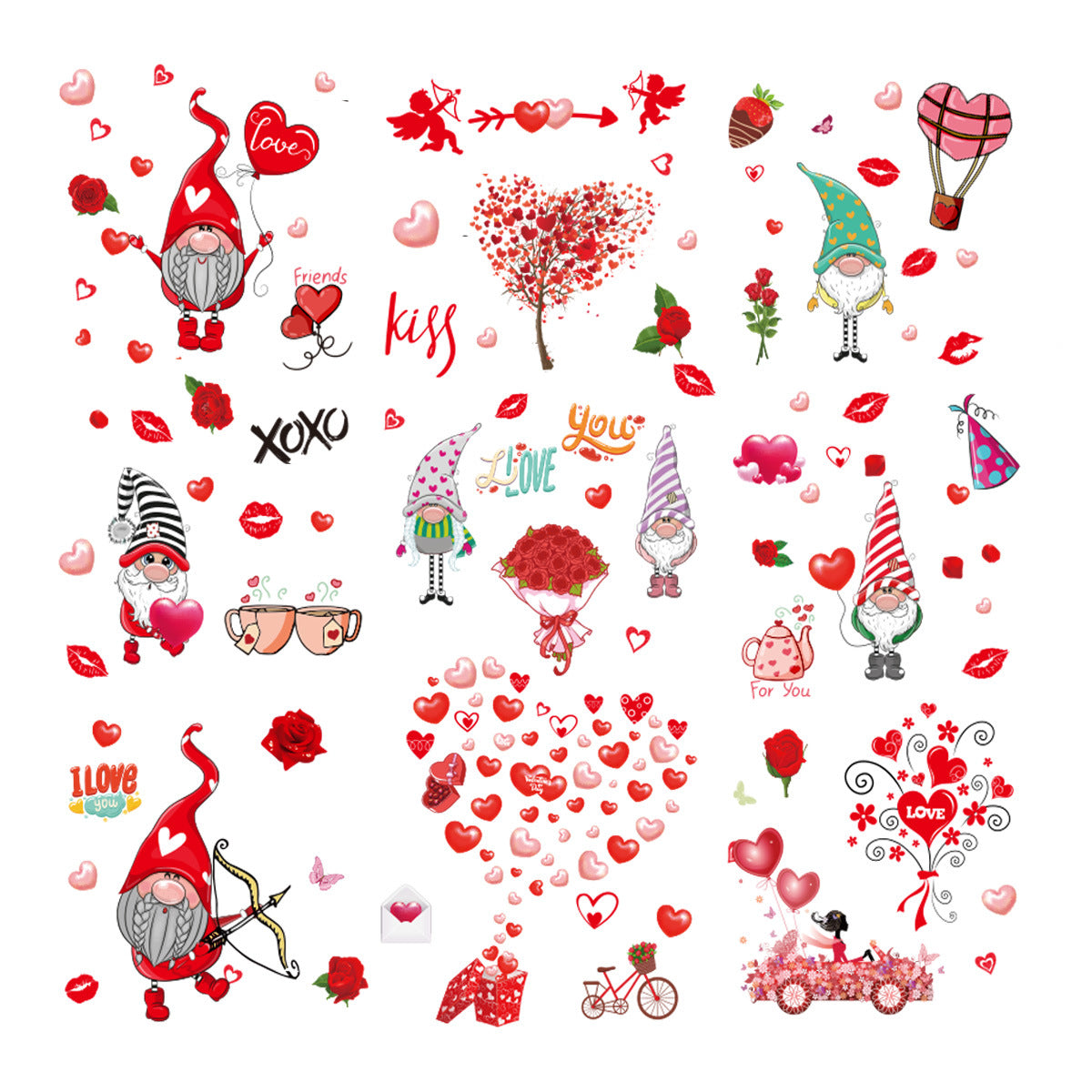 Valentine's Day Valentine's Day Electrostatic Sticker Showcase